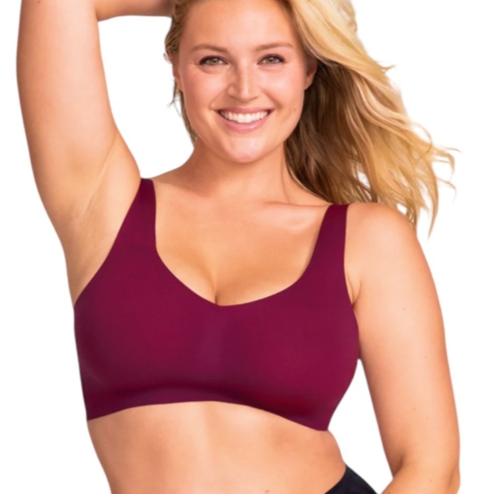 Honeylove V-Neck Bra Wireless 1x Burgundy
